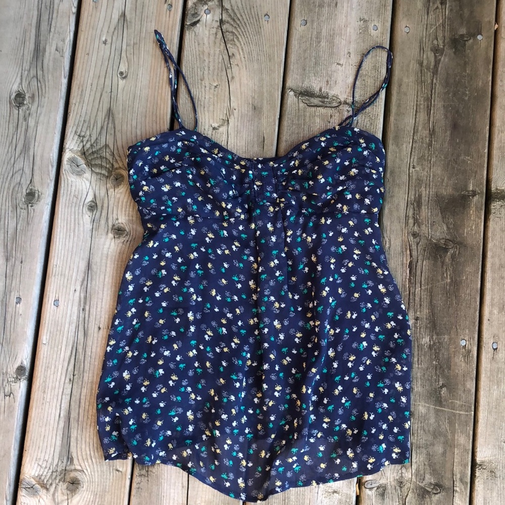 Thin-strap Blue Flowy Tank Top AMERICAN EAGLE (Size XS)
